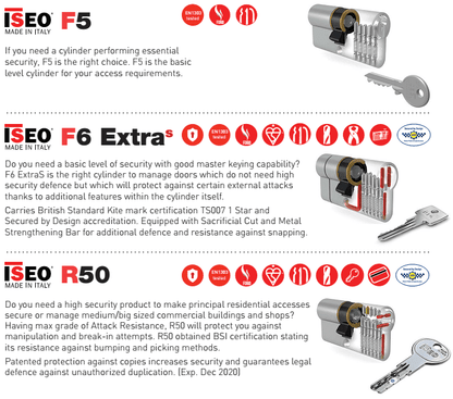 ACC1850 ISEO F6 EXs - 6 Pin Euro Profile Half Cylinder