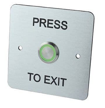 SAP2273 LED Push Button "Press to Exit" with Silver Back Plate